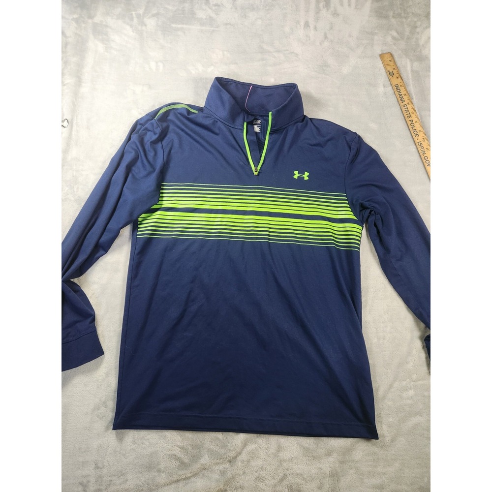 Under Armour Cold‎ Gear 1/4 Zip Spell Out Men's S Navy Loose Fit Pullover
